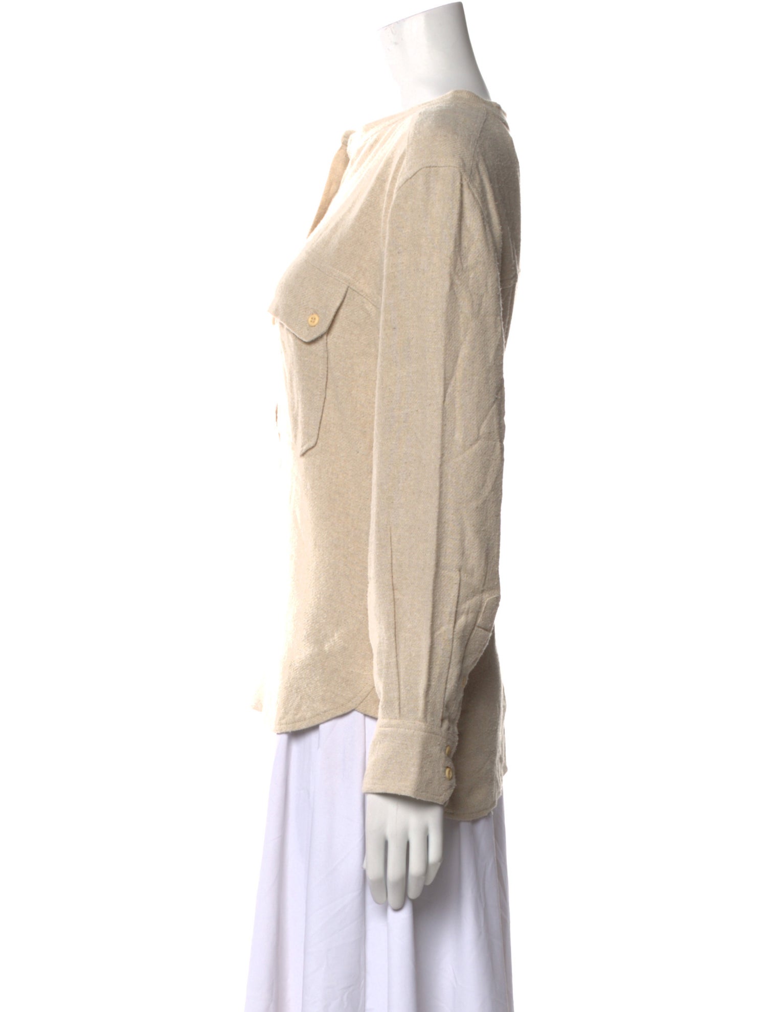 Étoile Isabel Marant Mock Neck Long Sleeve Button-Up Top