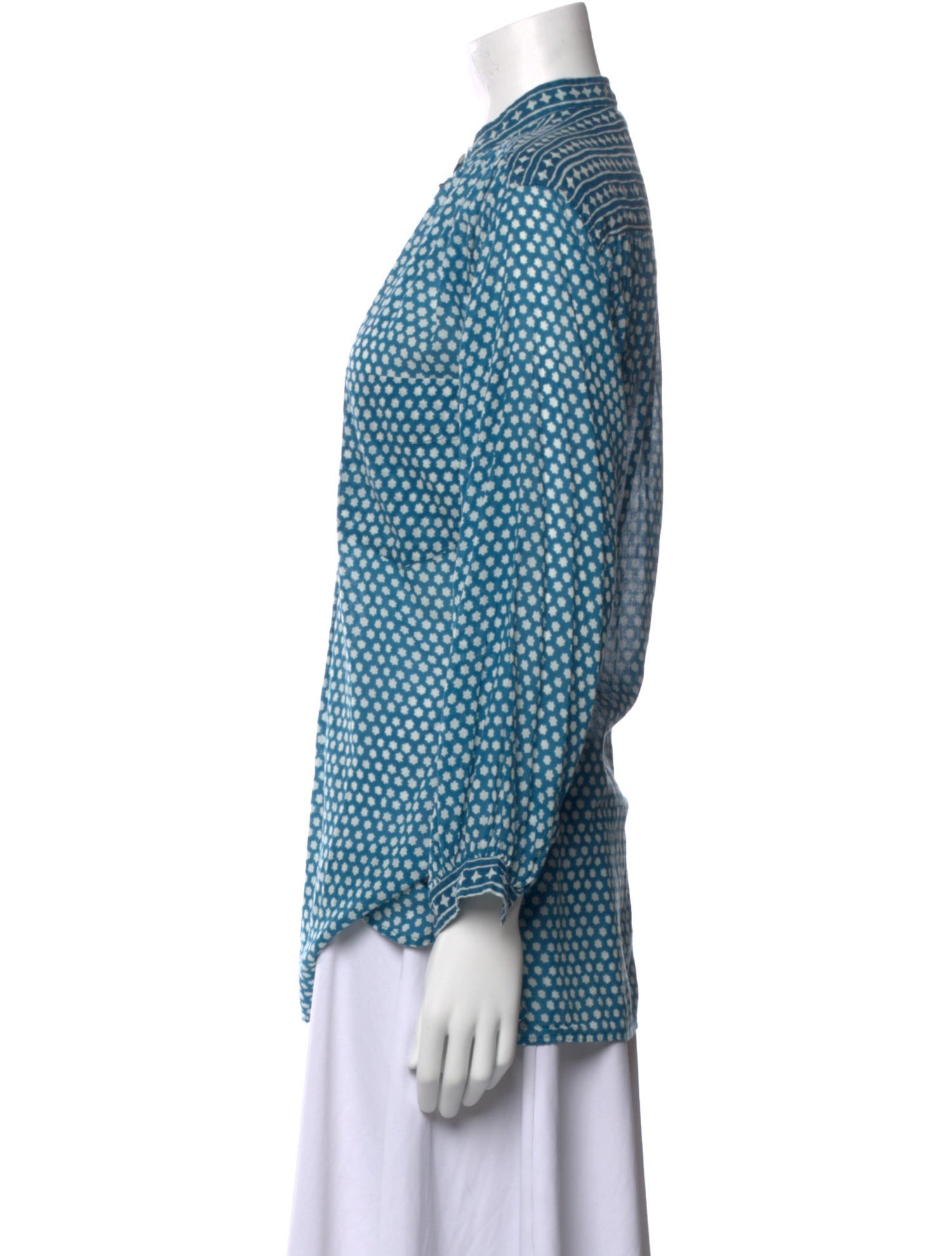 Étoile Isabel Marant Printed Mock Neck Button-Up Top