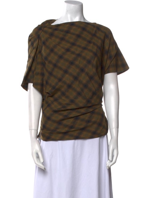 Étoile Isabel Marant Plaid Print Bateau Neckline Top