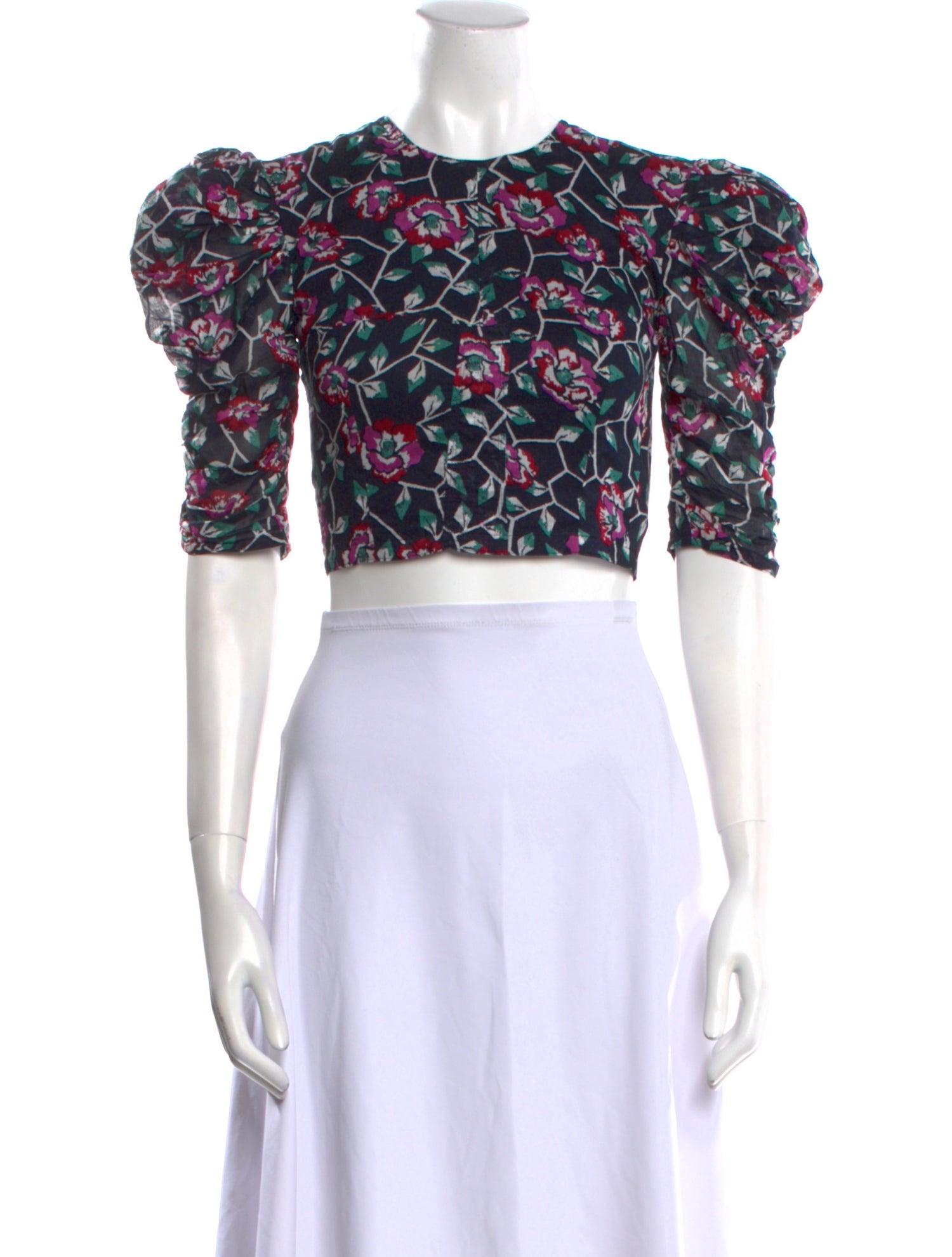 Étoile Isabel Marant Floral Print Crew Neck Crop Top
