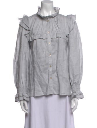 Étoile Isabel Marant Linen Long Sleeve Button-Up Top