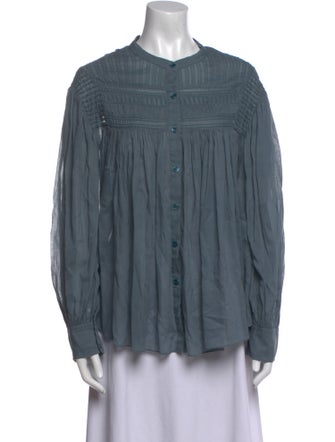 Étoile Isabel Marant Mock Neck Long Sleeve Button-Up Top