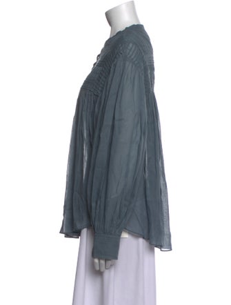 Étoile Isabel Marant Mock Neck Long Sleeve Button-Up Top