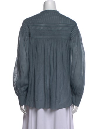 Étoile Isabel Marant Mock Neck Long Sleeve Button-Up Top