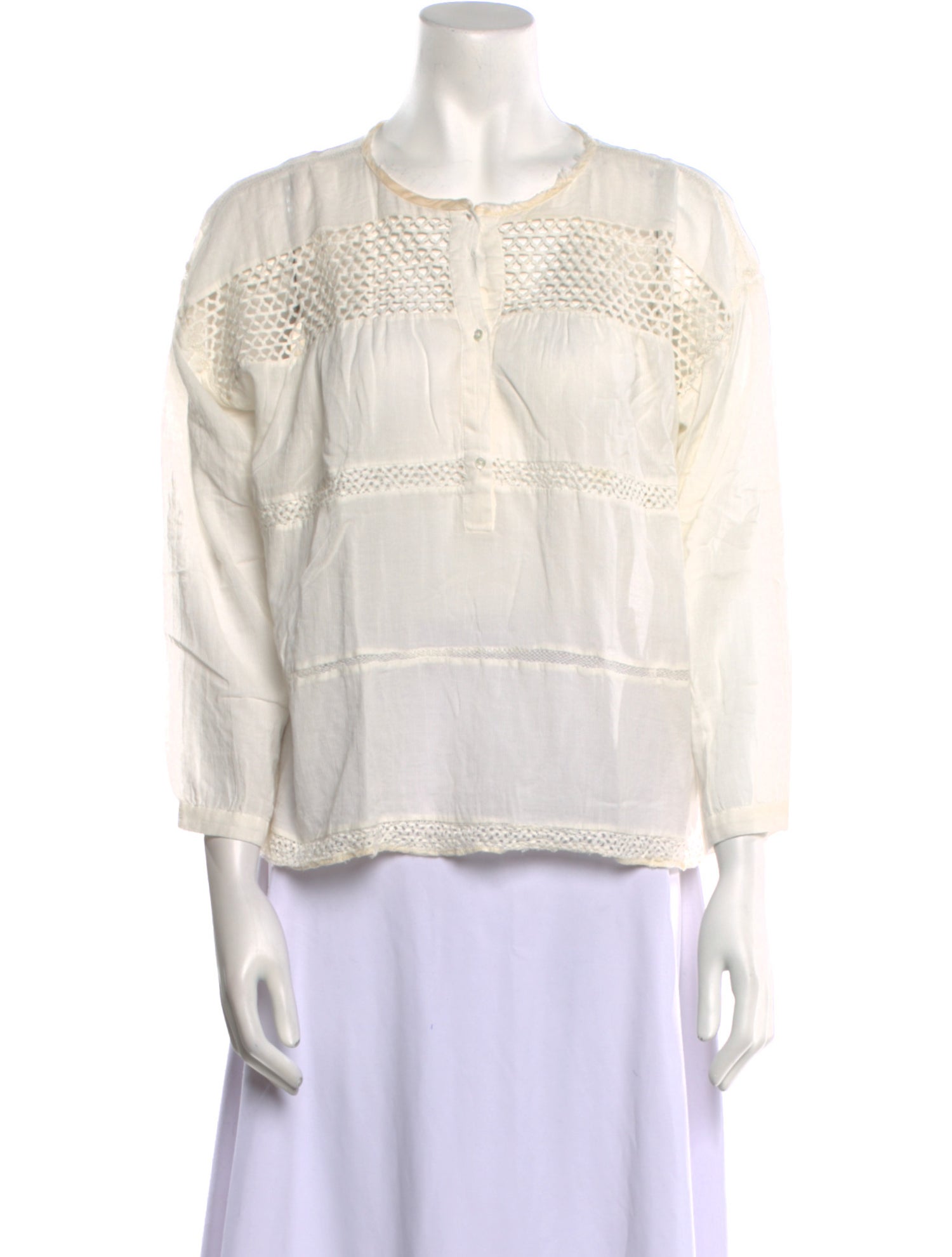 Étoile Isabel Marant Crew Neck Three-Quarter Sleeve Blouse