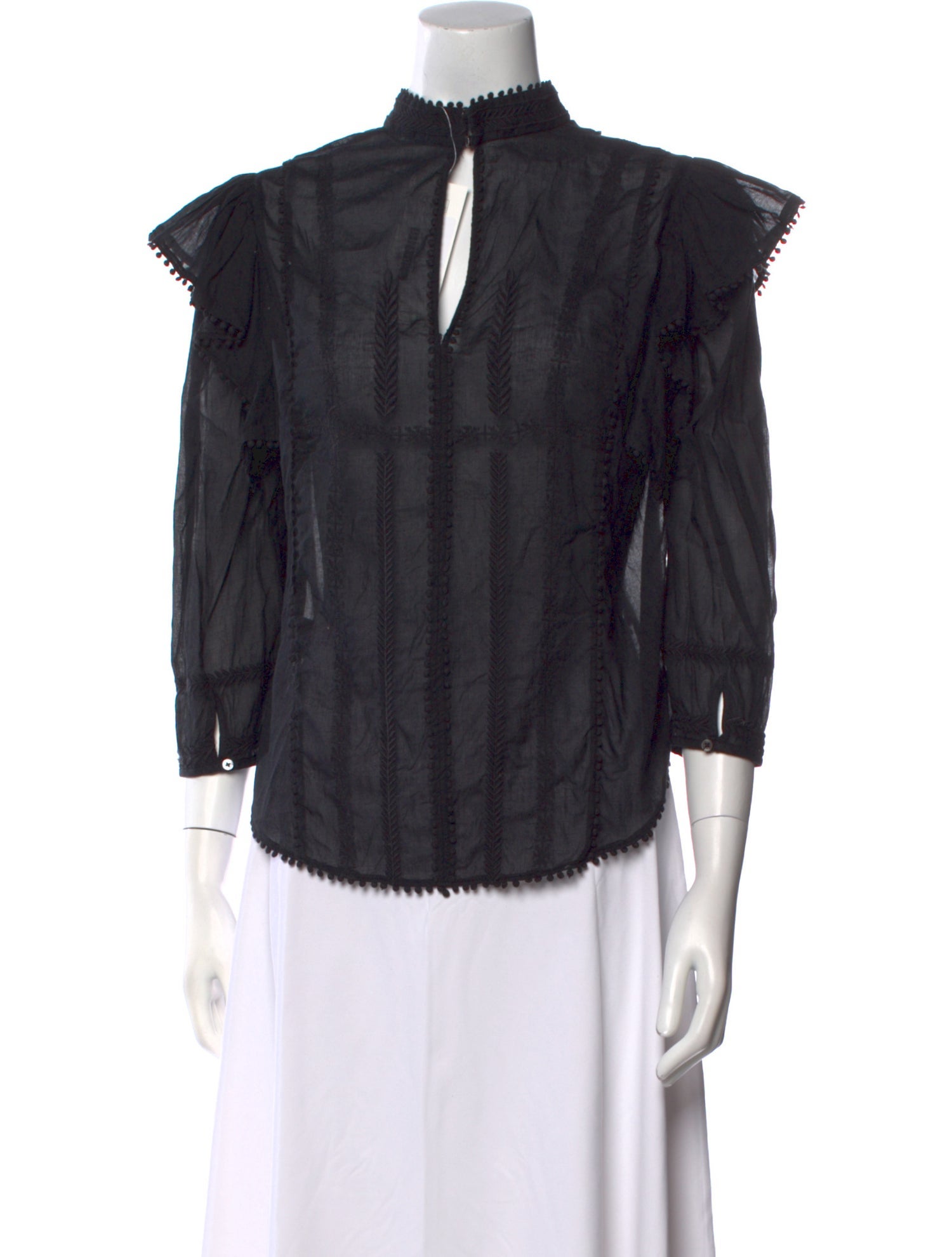 Étoile Isabel Marant Mock Neck Three-Quarter Sleeve Blouse