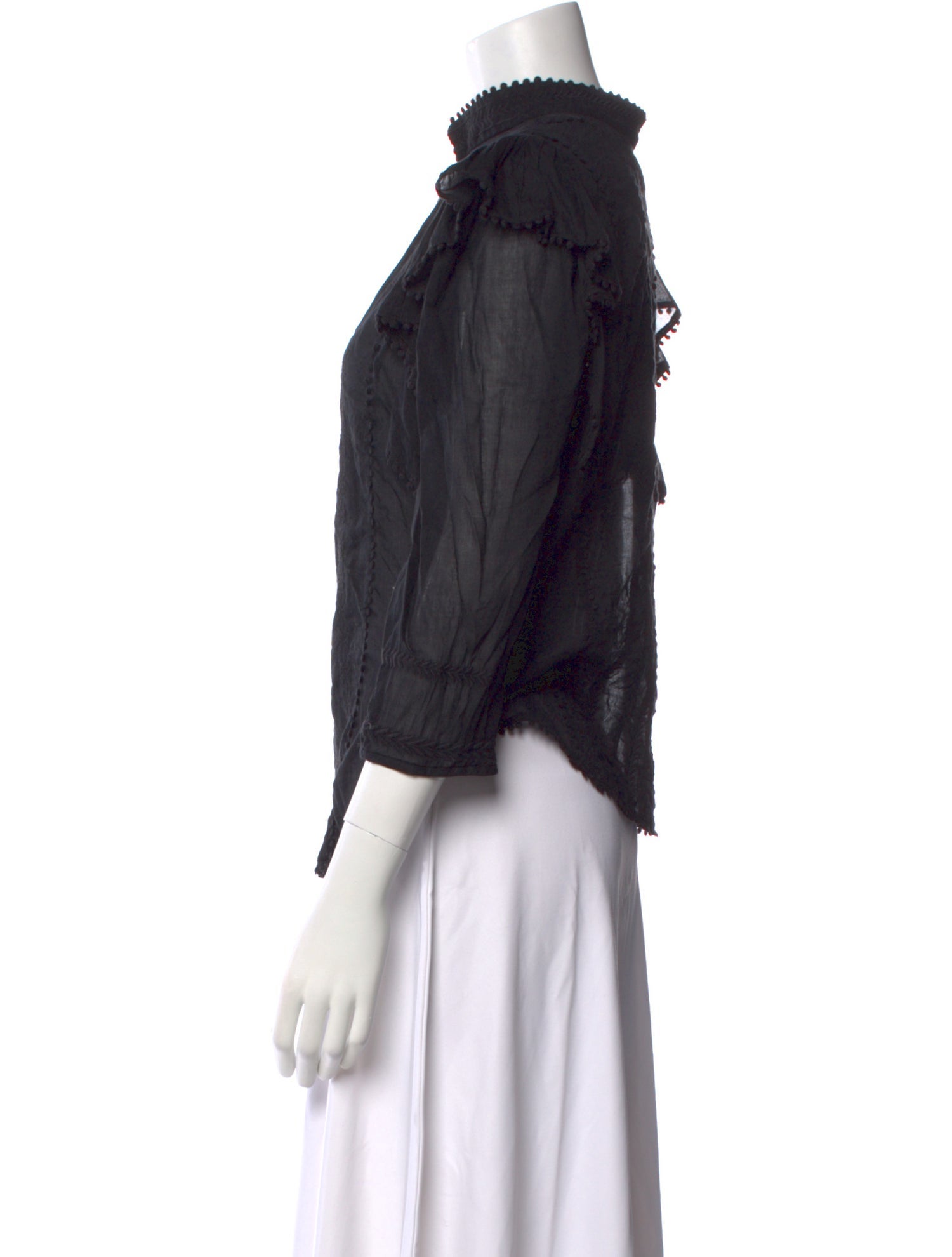 Étoile Isabel Marant Mock Neck Three-Quarter Sleeve Blouse