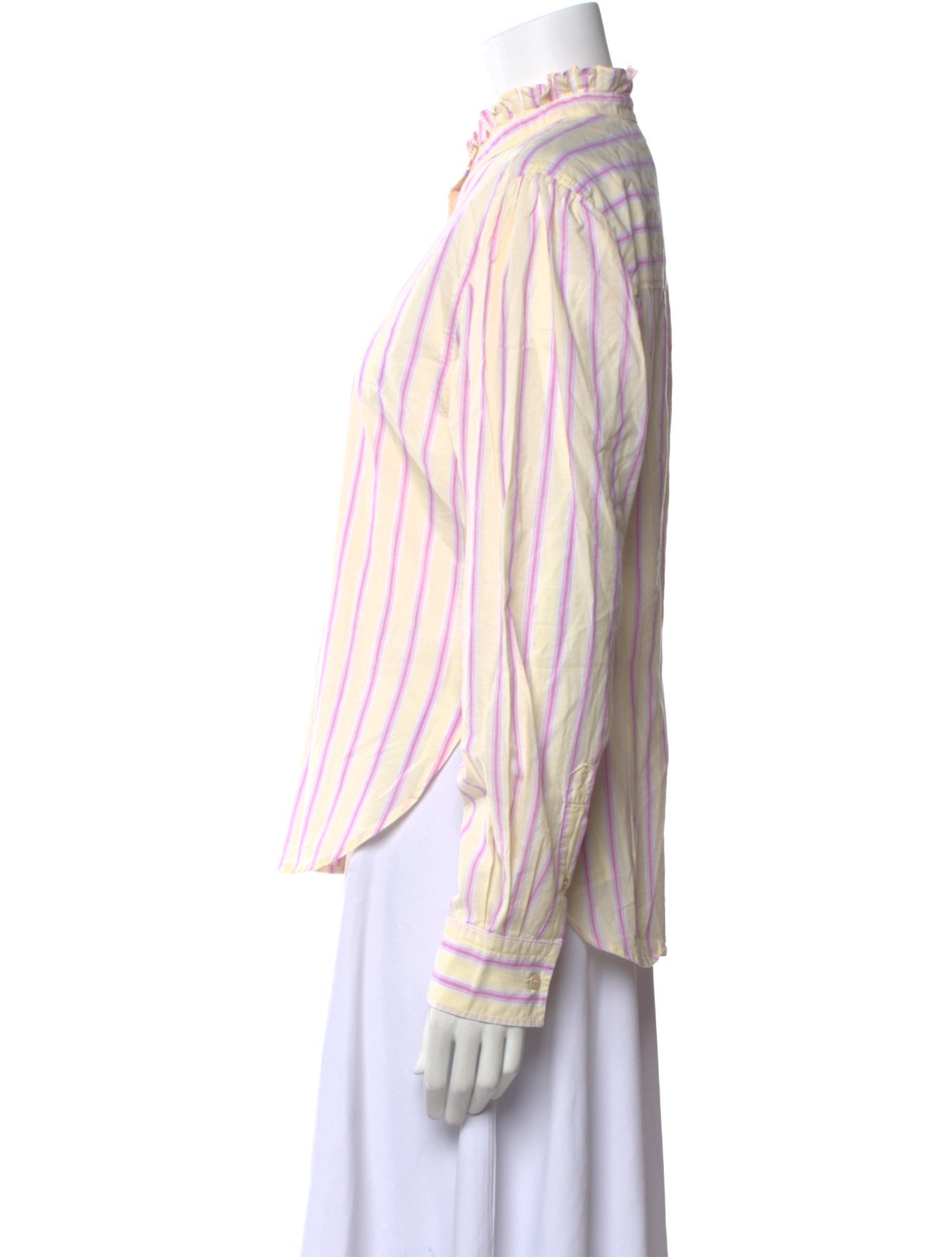 Étoile Isabel Marant Striped Mock Neck Button-Up Top
