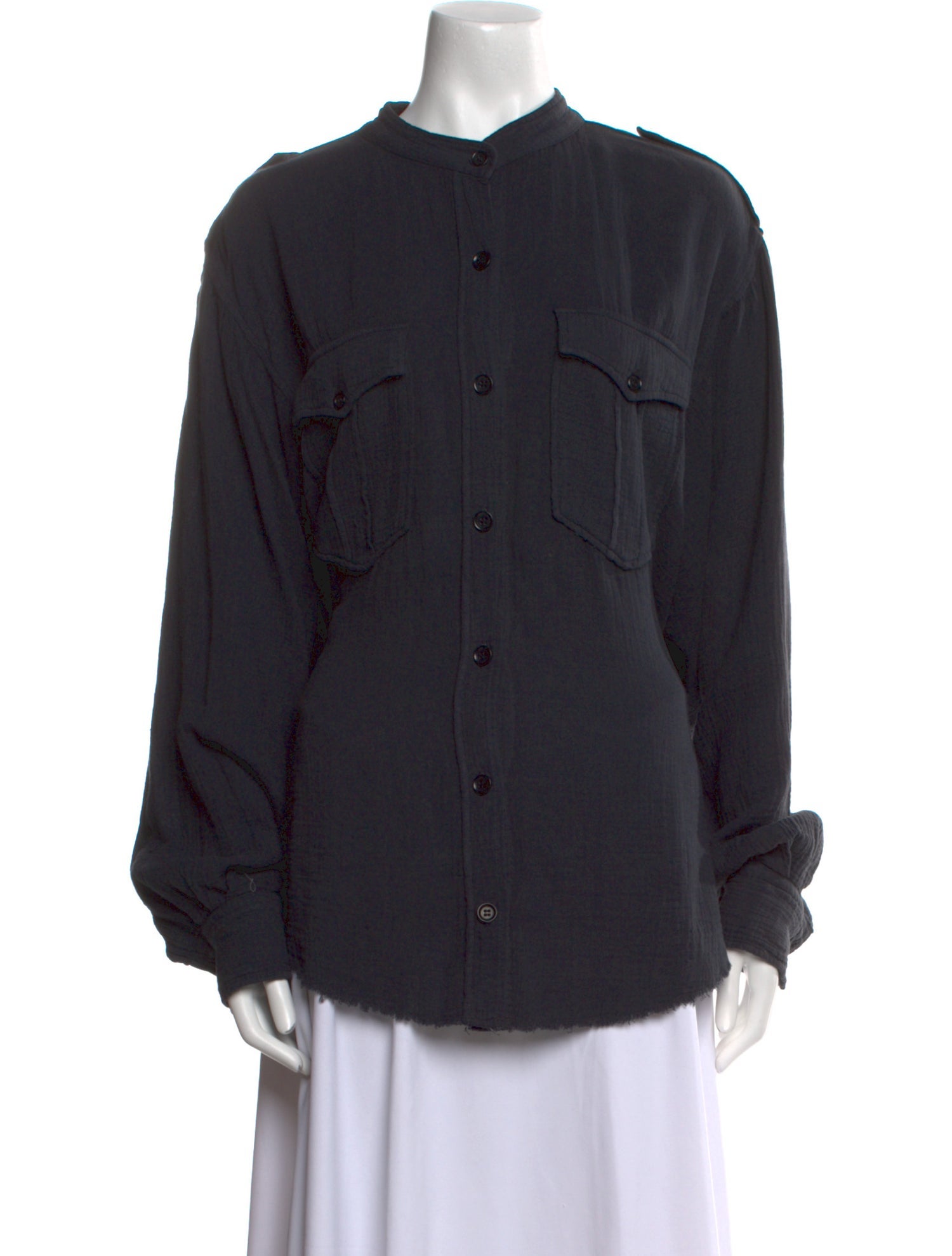 Étoile Isabel Marant Mock Neck Long Sleeve Button-Up Top