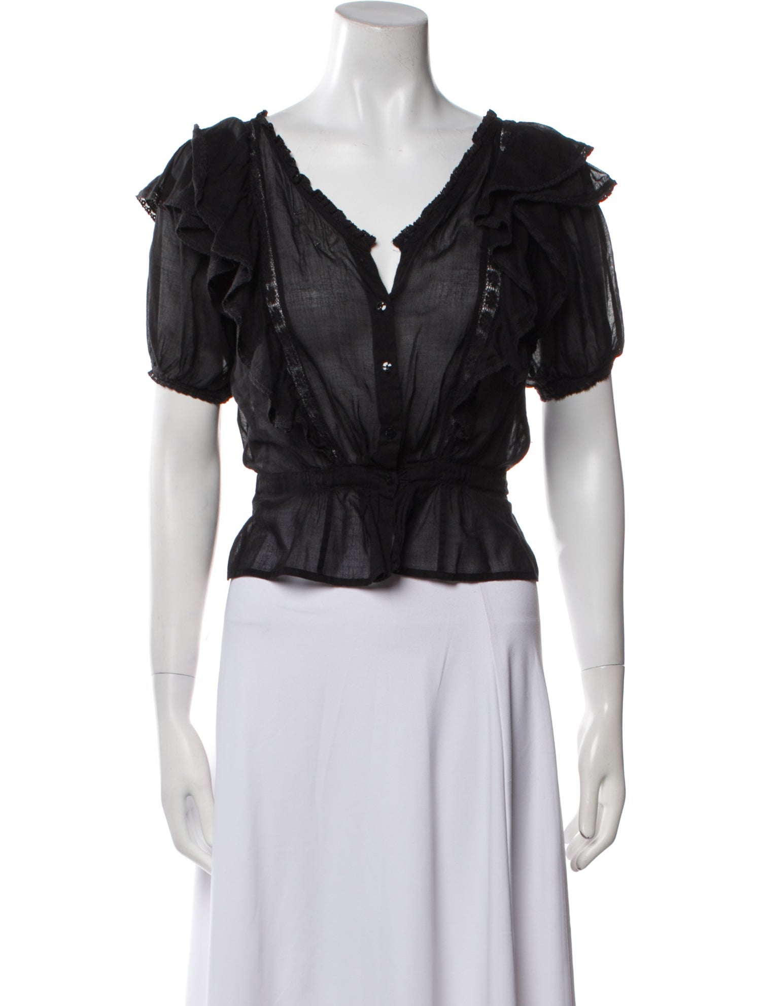 Étoile Isabel Marant V-Neck Short Sleeve Crop Top