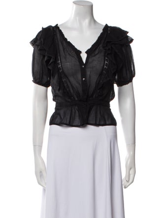 Étoile Isabel Marant V-Neck Short Sleeve Crop Top