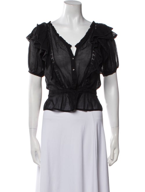 Étoile Isabel Marant V-Neck Short Sleeve Crop Top