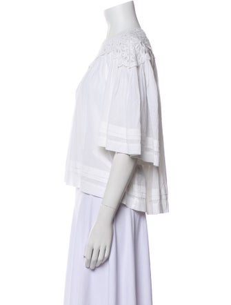 Étoile Isabel Marant Scoop Neck Three-Quarter Sleeve Crop Top