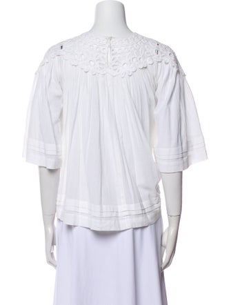 Étoile Isabel Marant Scoop Neck Three-Quarter Sleeve Crop Top