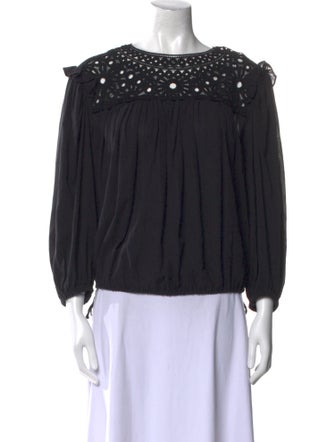 Étoile Isabel Marant Scoop Neck Three-Quarter Sleeve Blouse