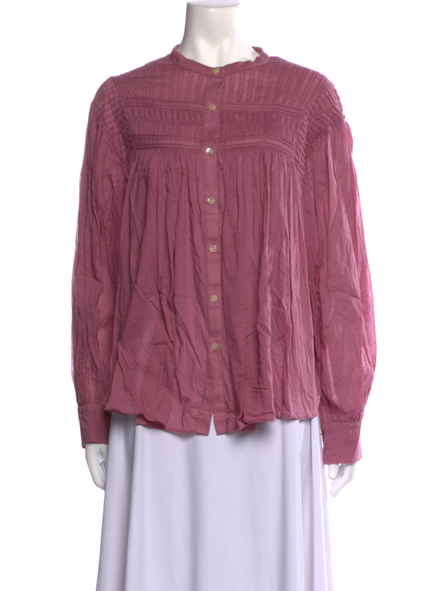 Étoile Isabel Marant Mock Neck Long Sleeve Button-Up Top