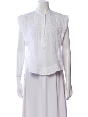 Isabel Marant Mock Neck Sleeveless Button-Up Top