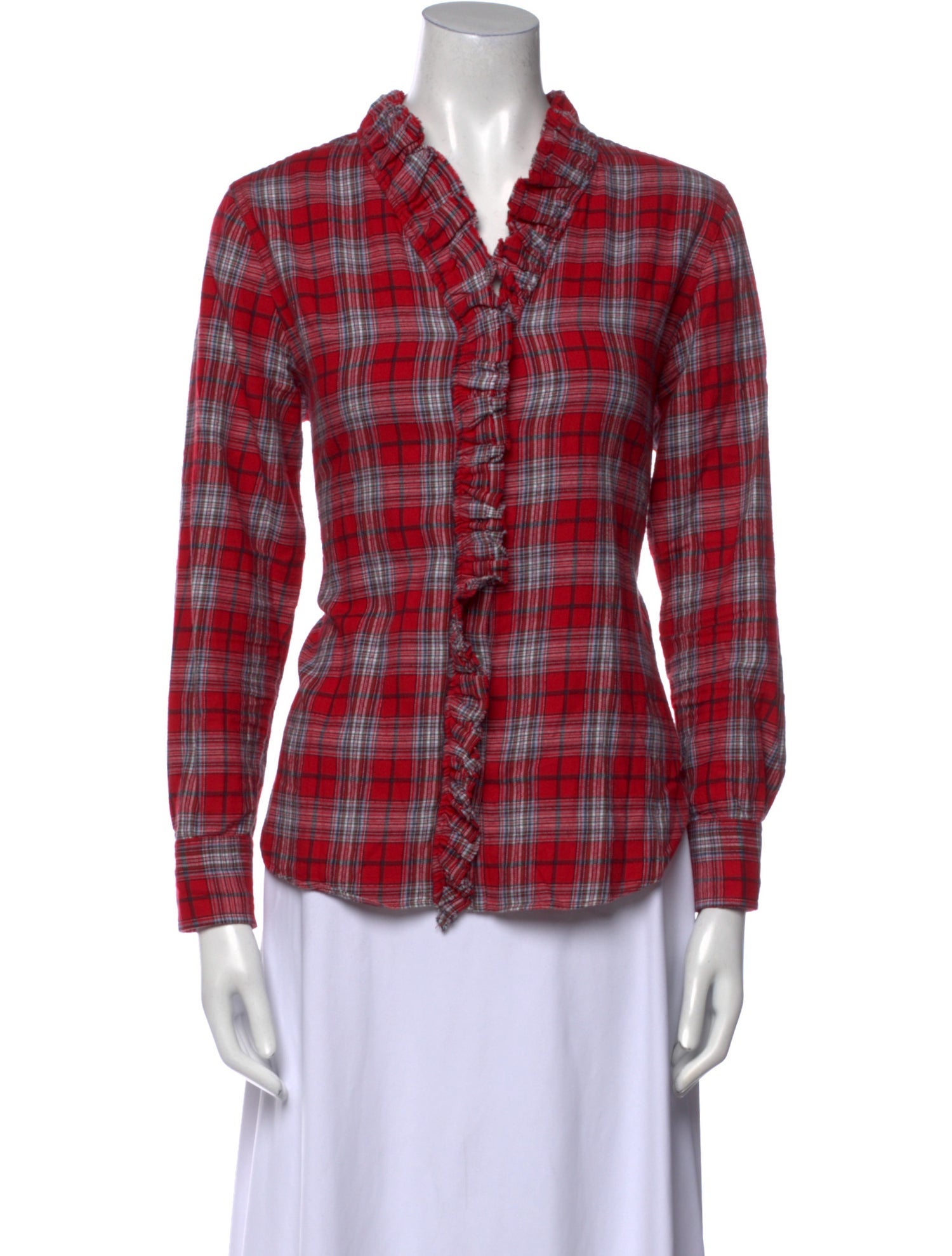 Étoile Isabel Marant Plaid Print V-Neck Button-Up Top