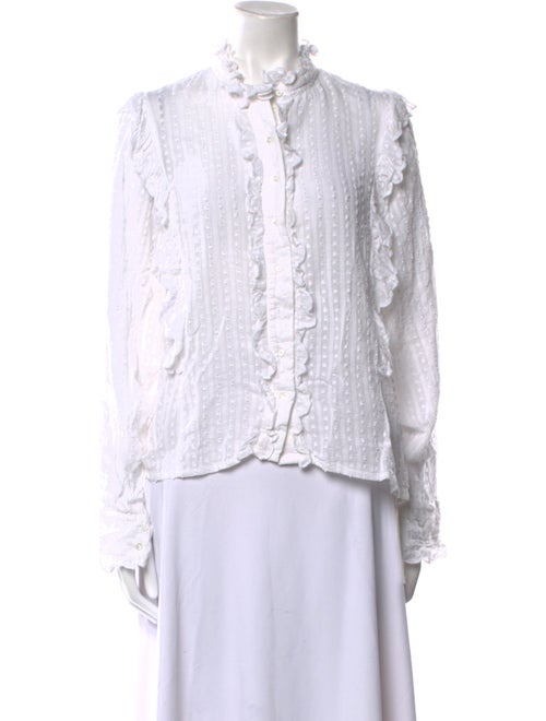 Étoile Isabel Marant Lace Pattern Mock Neck Button-Up Top