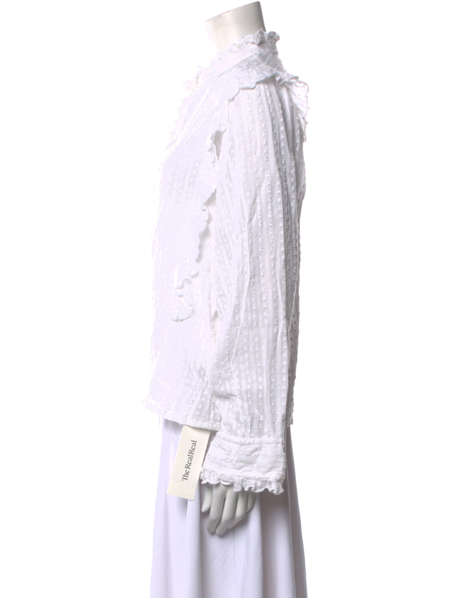 Étoile Isabel Marant Lace Pattern Mock Neck Button-Up Top