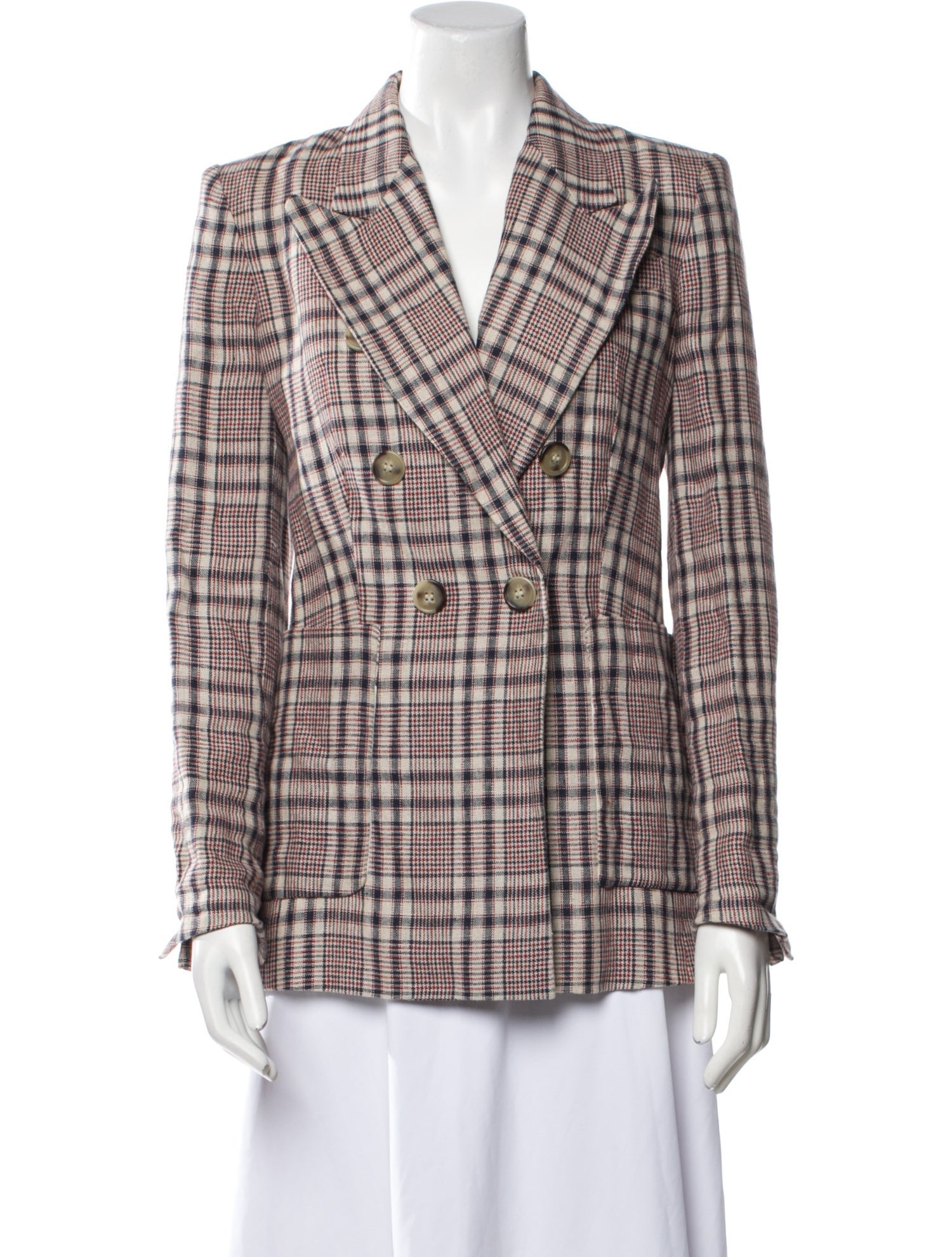 Étoile Isabel Marant Linen Plaid Print Blazer