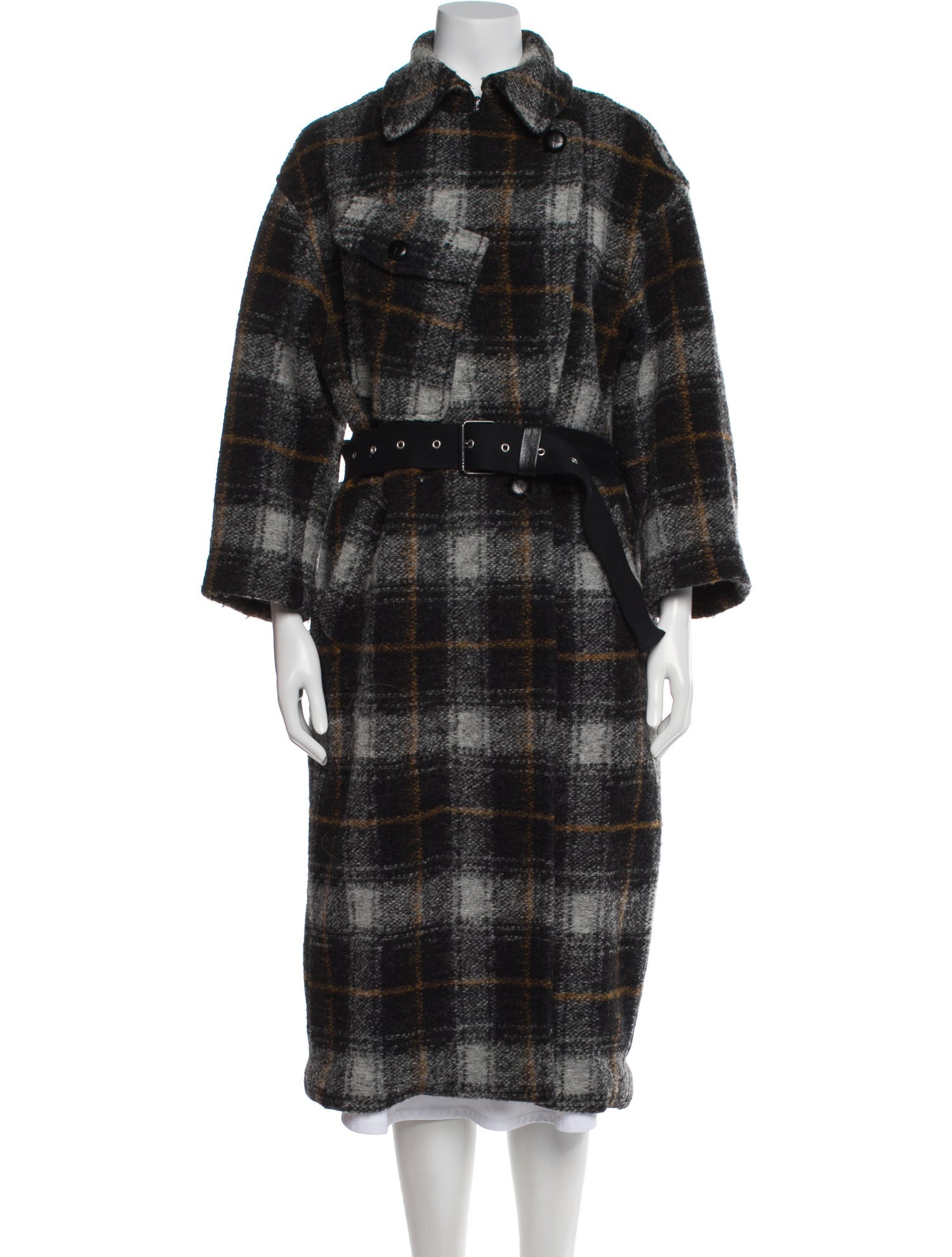 Étoile Isabel Marant Wool Plaid Print Peacoat