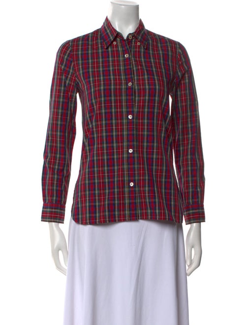 Étoile Isabel Marant Plaid Print Three-Quarter Sleeve Button-Up Top