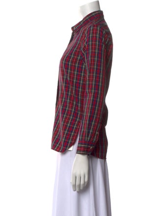 Étoile Isabel Marant Plaid Print Three-Quarter Sleeve Button-Up Top