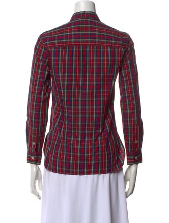 Étoile Isabel Marant Plaid Print Three-Quarter Sleeve Button-Up Top