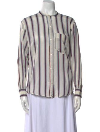 Étoile Isabel Marant Striped Crew Neck Button-Up Top
