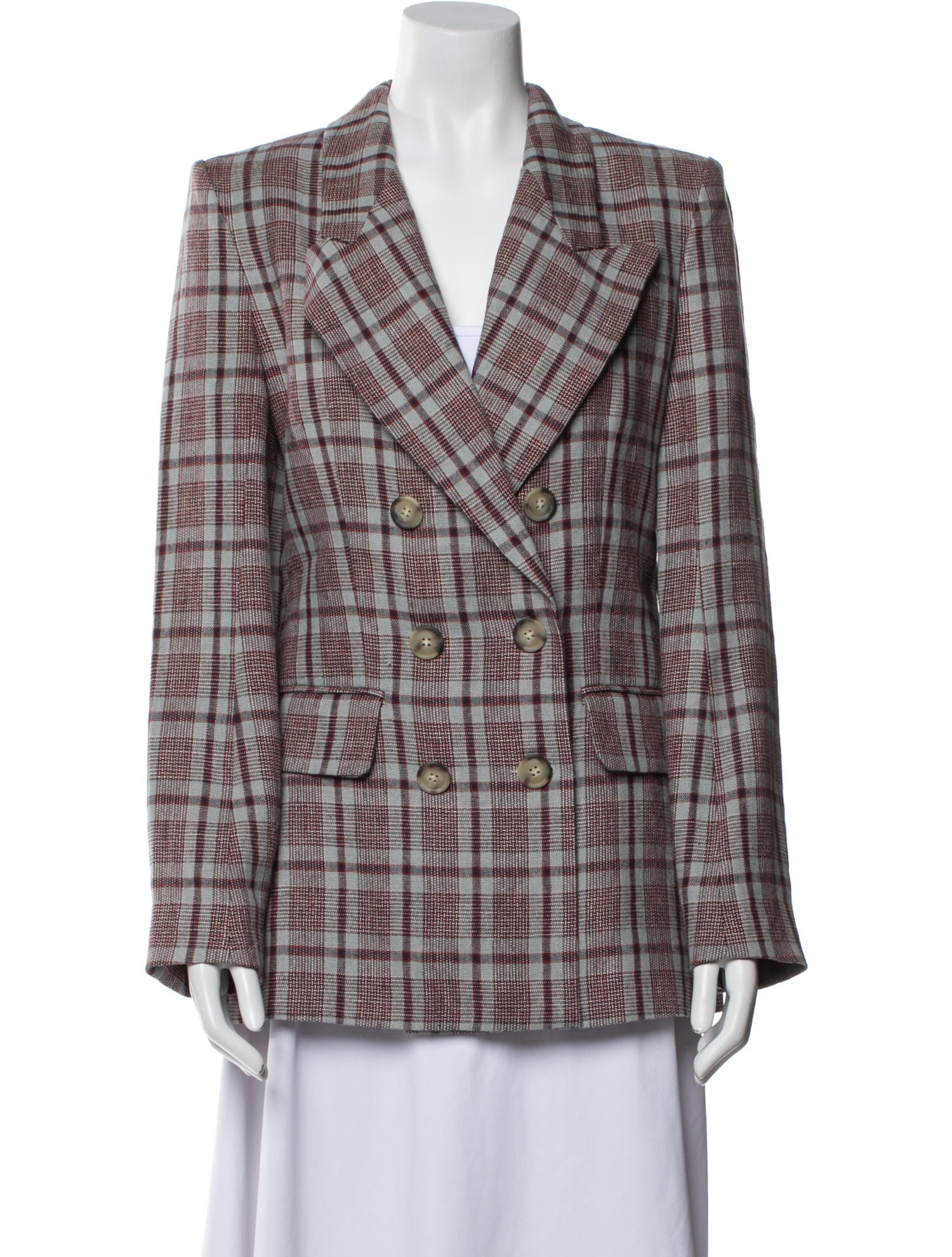 Étoile Isabel Marant Linen Plaid Print Blazer