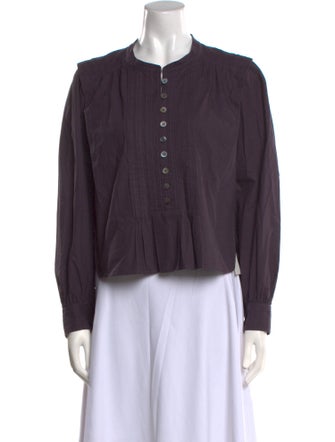 Étoile Isabel Marant Crew Neck Long Sleeve Button-Up Top