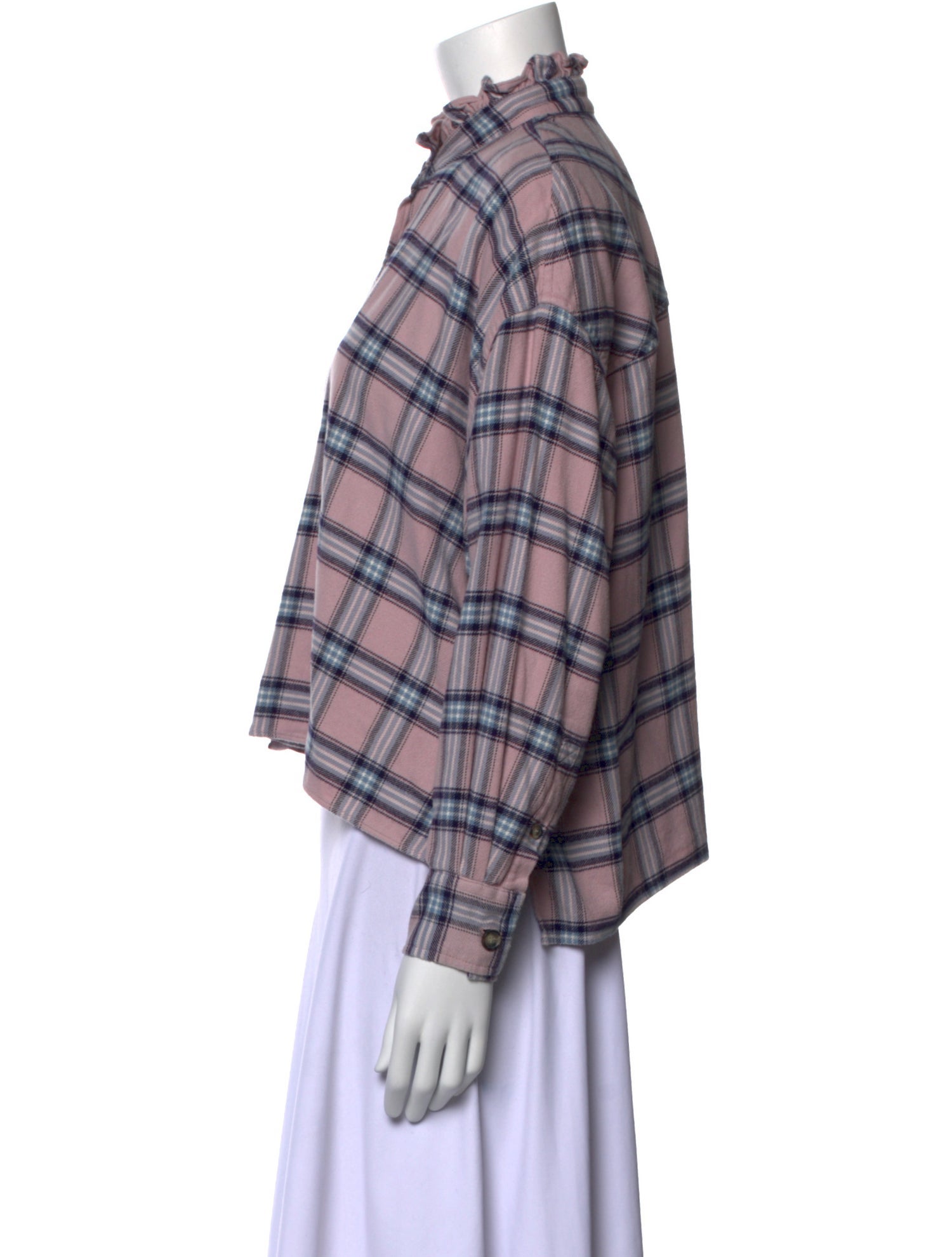 Étoile Isabel Marant Plaid Print Mock Neck Button-Up Top