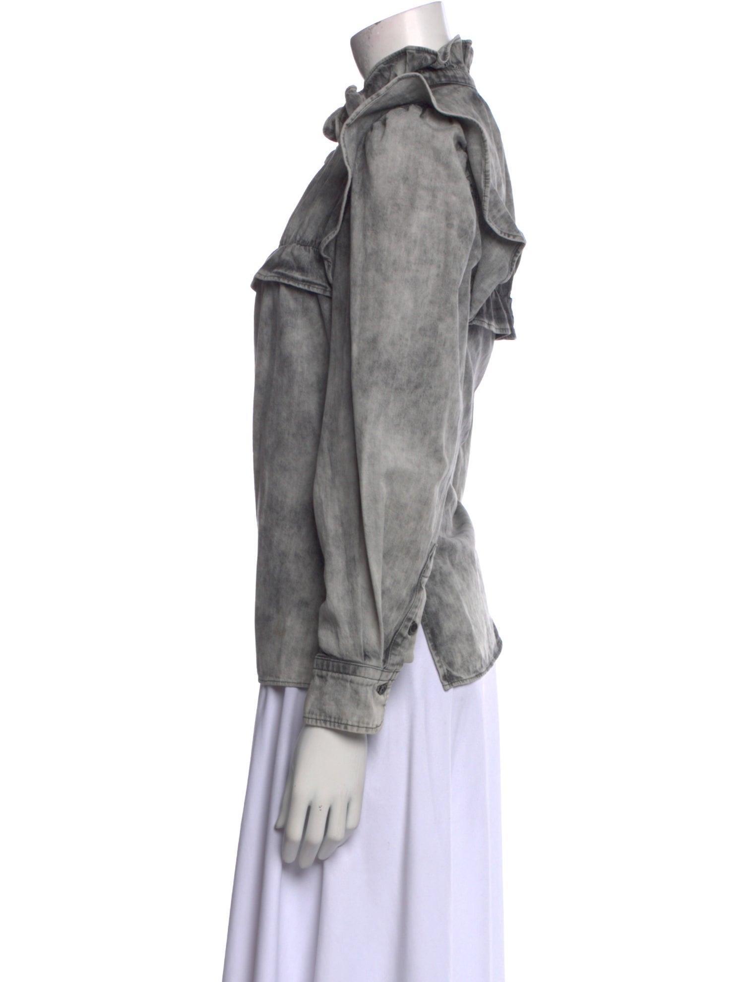 Étoile Isabel Marant Mock Neck Long Sleeve Button-Up Top