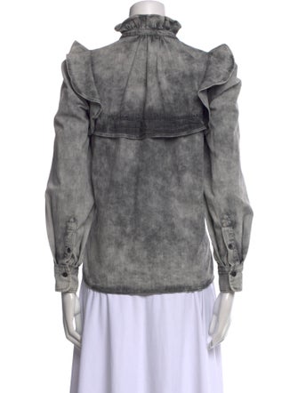 Étoile Isabel Marant Mock Neck Long Sleeve Button-Up Top