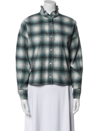 Étoile Isabel Marant Wool Plaid Print Button-Up Top