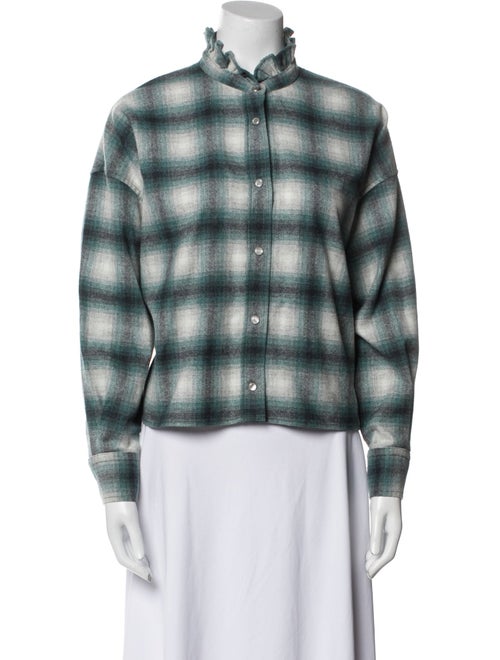 Étoile Isabel Marant Wool Plaid Print Button-Up Top