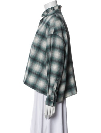 Étoile Isabel Marant Wool Plaid Print Button-Up Top
