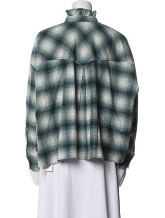 Étoile Isabel Marant Wool Plaid Print Button-Up Top