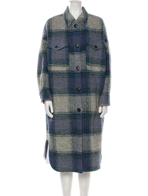 Étoile Isabel Marant Wool Plaid Print Faux Fur Coat