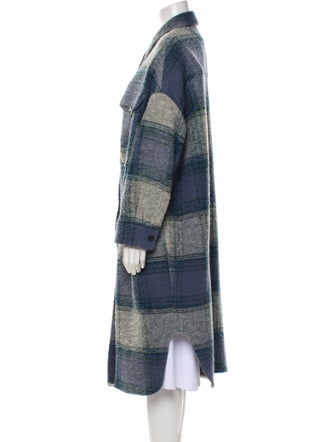 Étoile Isabel Marant Wool Plaid Print Faux Fur Coat