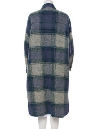 Étoile Isabel Marant Wool Plaid Print Faux Fur Coat
