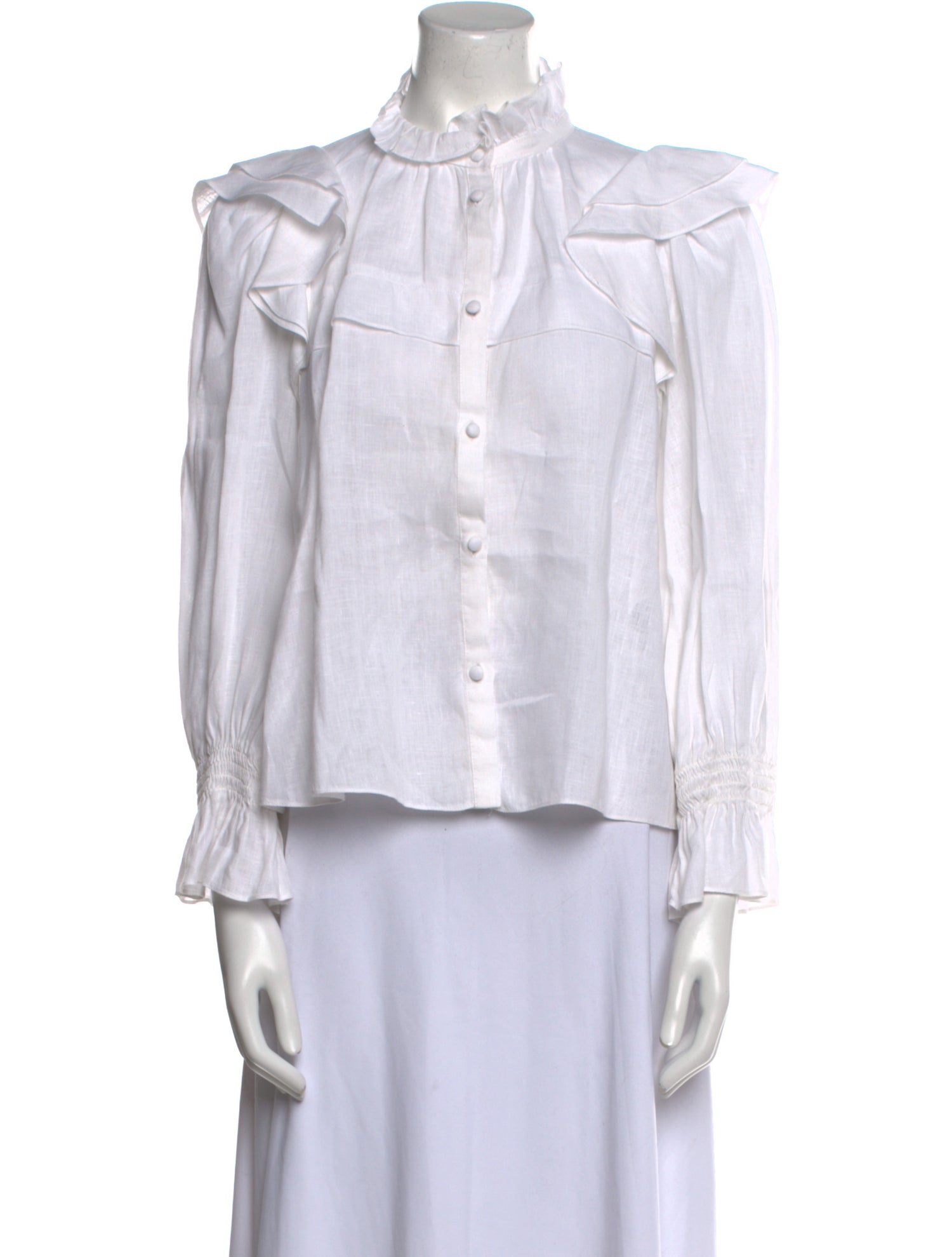 Étoile Isabel Marant Linen Mock Neck Button-Up Top