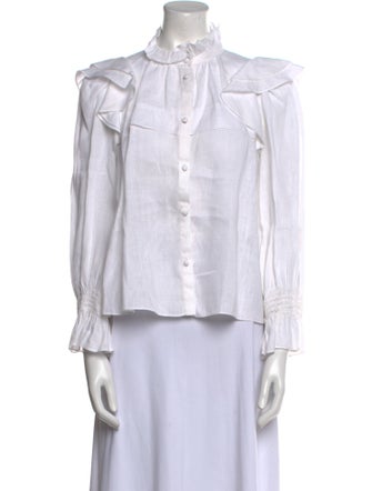 Étoile Isabel Marant Linen Mock Neck Button-Up Top