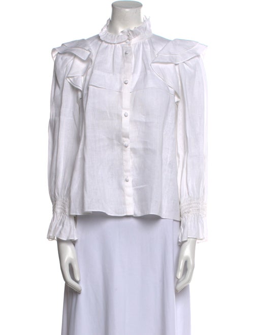 Étoile Isabel Marant Linen Mock Neck Button-Up Top