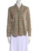 Étoile Isabel Marant Plaid Print Three-Quarter Sleeve Button-Up Top