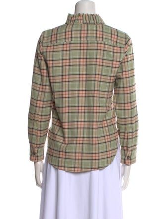 Étoile Isabel Marant Plaid Print Three-Quarter Sleeve Button-Up Top