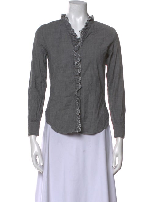 Étoile Isabel Marant V-Neck Three-Quarter Sleeve Button-Up Top
