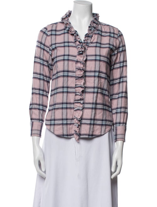 Étoile Isabel Marant Plaid Print Three-Quarter Sleeve Button-Up Top
