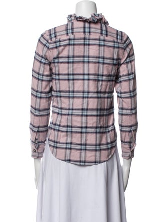 Étoile Isabel Marant Plaid Print Three-Quarter Sleeve Button-Up Top